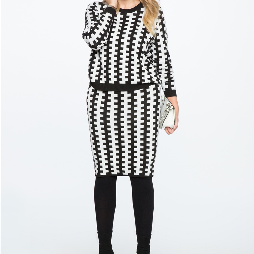 Eloquii Black and White Skirt Set